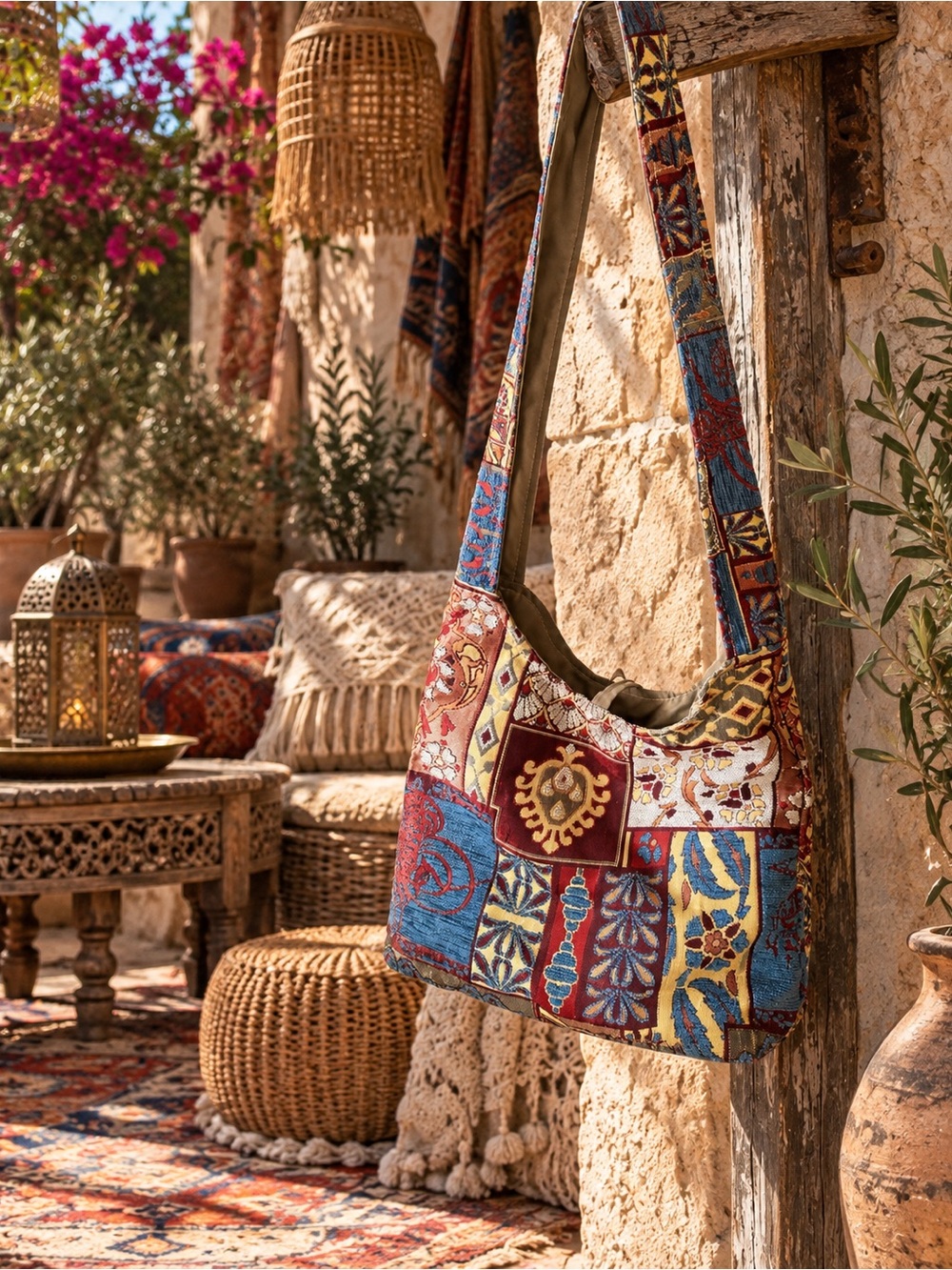 Bohemian Patchwork Shoulder Bag - Multicolor